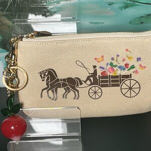 Coach Dreamy Veggie Horse & Carriage Large Wristlet w/ Coach Radish Bag Charm
